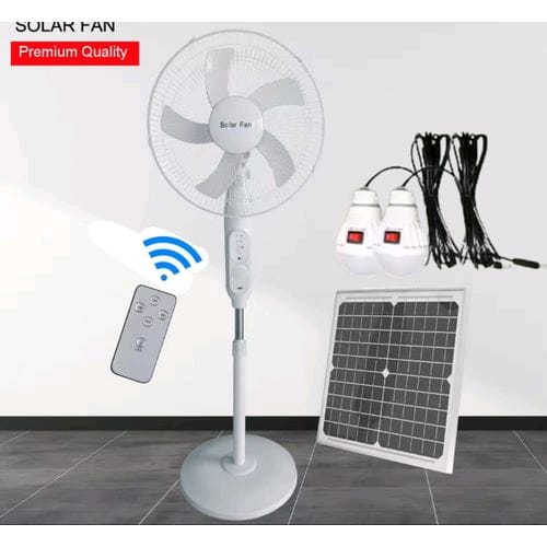 18-Inch Solar Rechargeable Stand Fan with Dual LED Bulbs