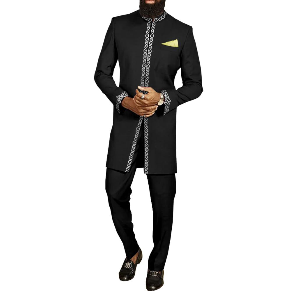 African Men Kaunda Suit Stand Collar Long Sleeve