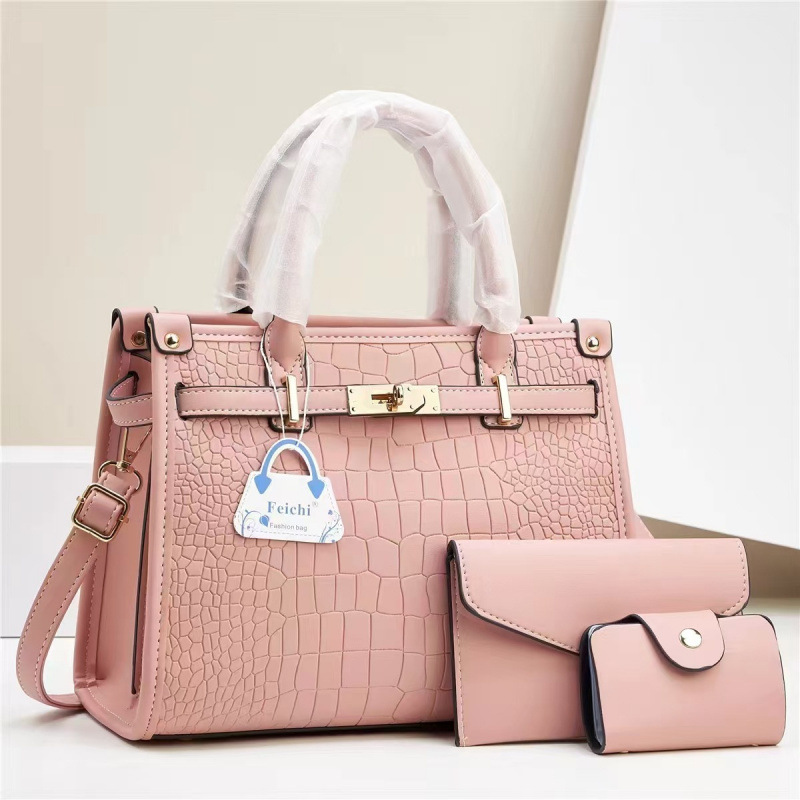 Feichi 3-in-1 Crocodile Pattern Fashion Handbag Set