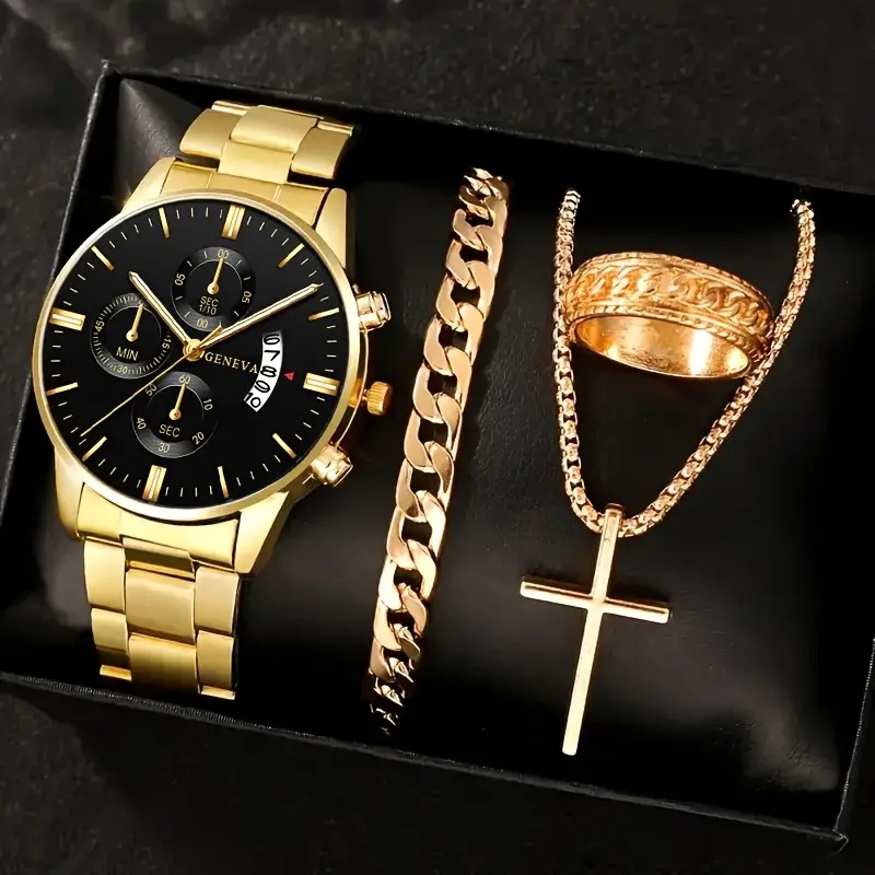 Golden 4 set quartz luxury for men