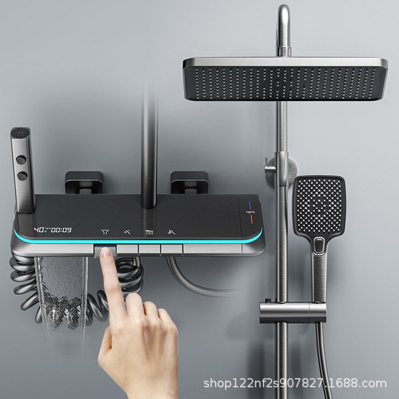 Gun gray constant temperature shower shower suit digital display rain bath