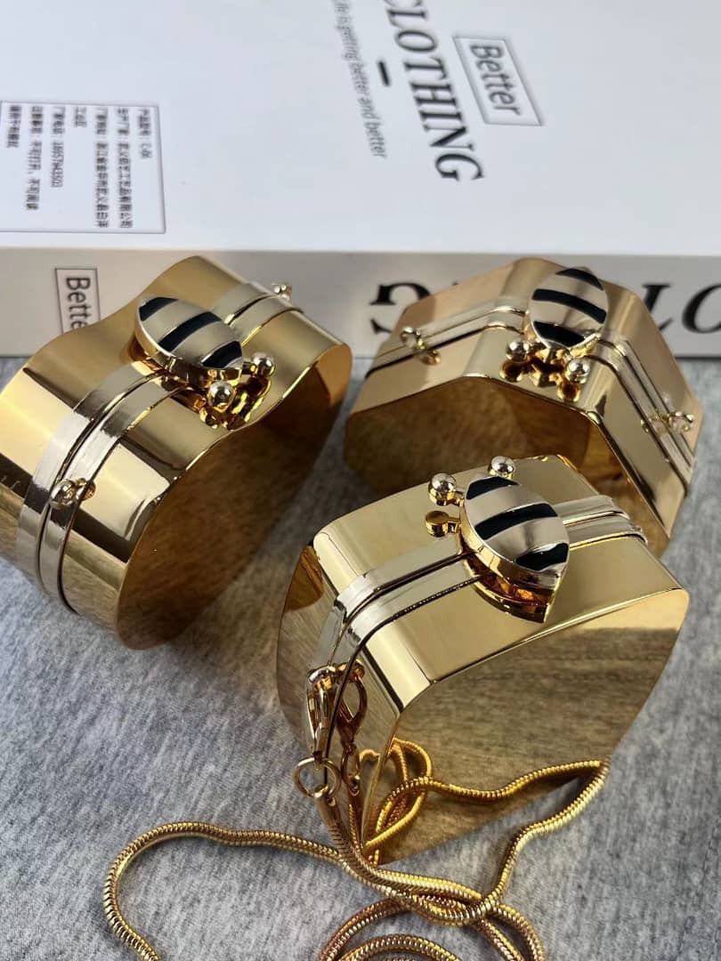 Hexagonal Gold Bee Luxury Clutch