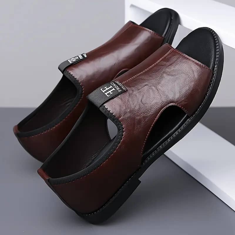 Men quality leather open shoes