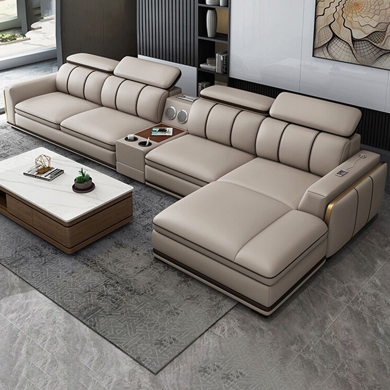 Modern simple and light luxury top layer cowhide leather sofa