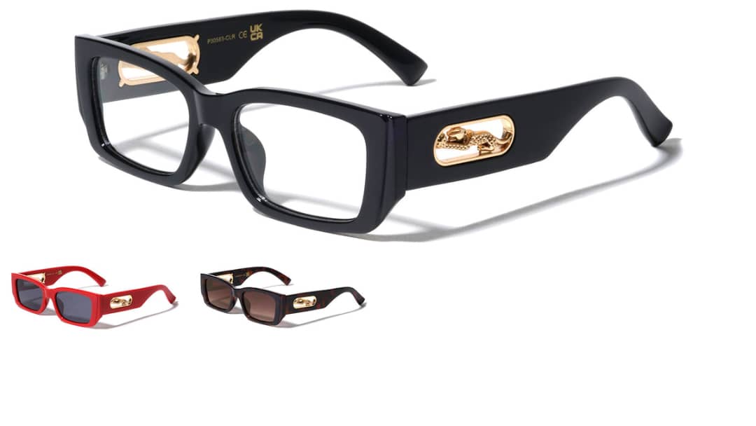 Panther/Leopard Detail Rectangle Glasses