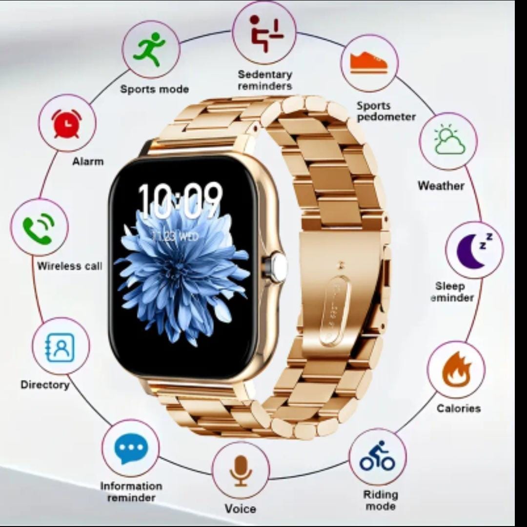 Smart Watch with Metallic Band